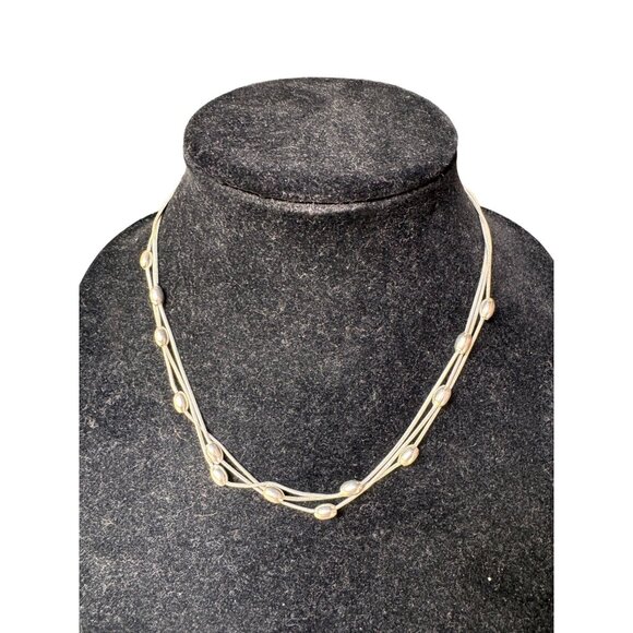 Sterling Silver 925 Multi-Strand Necklace With Beads 14.51g - Picture 1 of 8